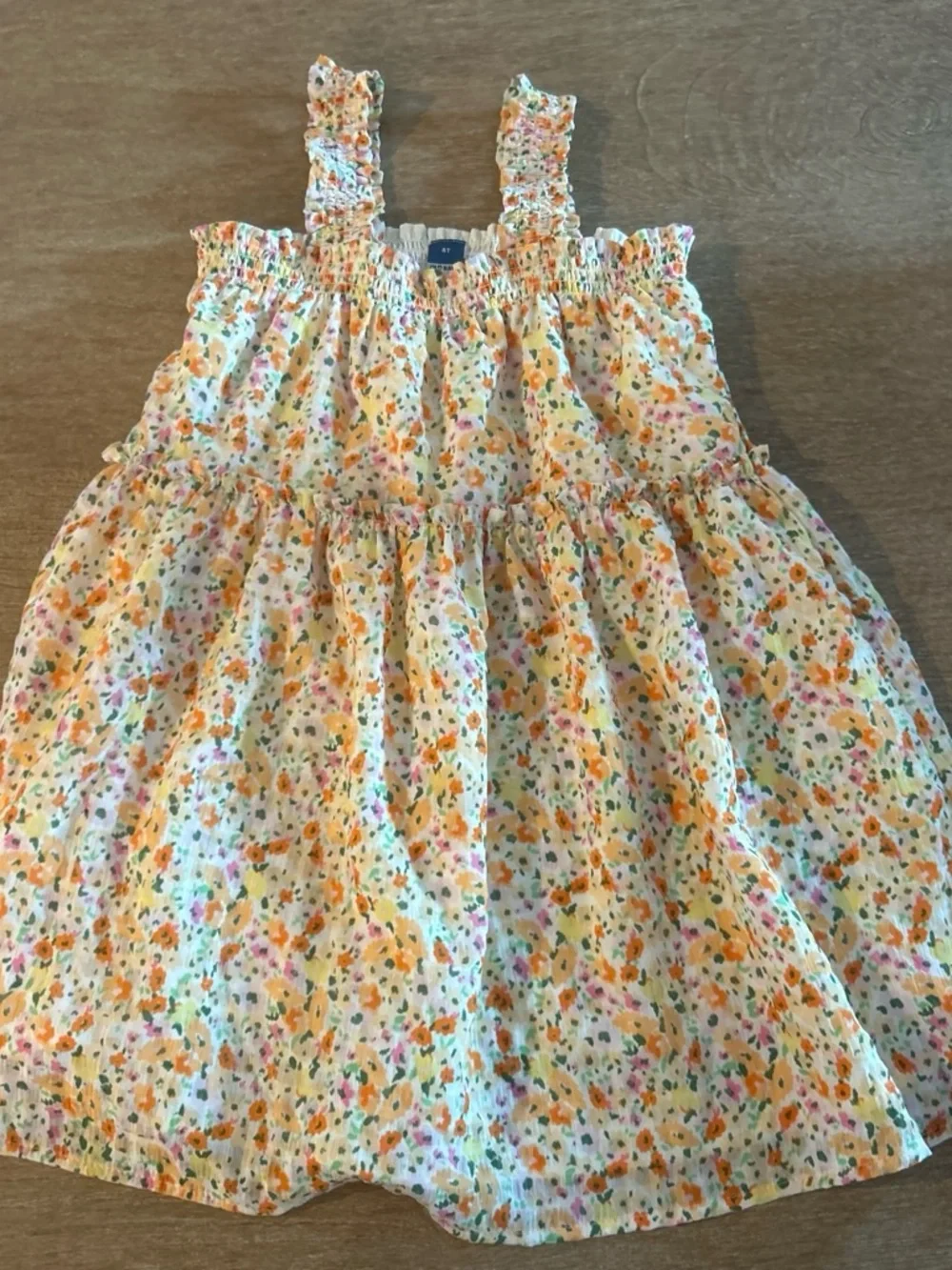 Old Navy Cream Floral Sundress with Orange, Pink & Green Accents